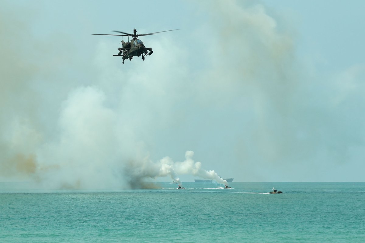 Lethal from land, sea & sky 🏝️🌊🚁 @16thCAB joined elements of the US Marine Corps, Royal Thai Marine Corps & Republic of Korea Marine Corps during an amphibious assault at Hat Yao Beach, Kingdom of Thailand during #cg24 #FriendsPartnersAllies @USArmy @USARPAC @INDOPACOM