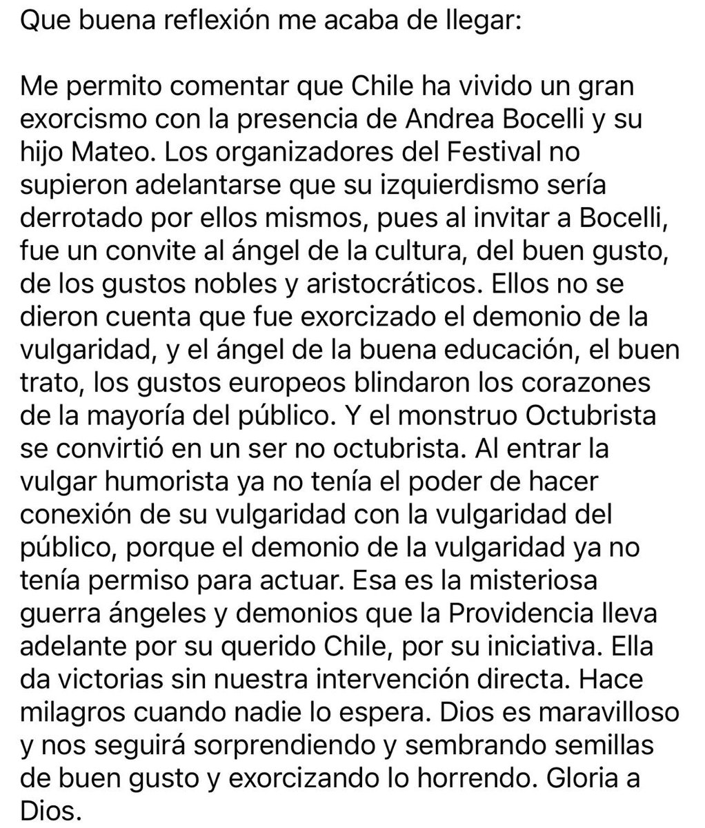 EXORCISMO A CHILE DE ANDREA BOCELLI Y SU HIJO MATEO