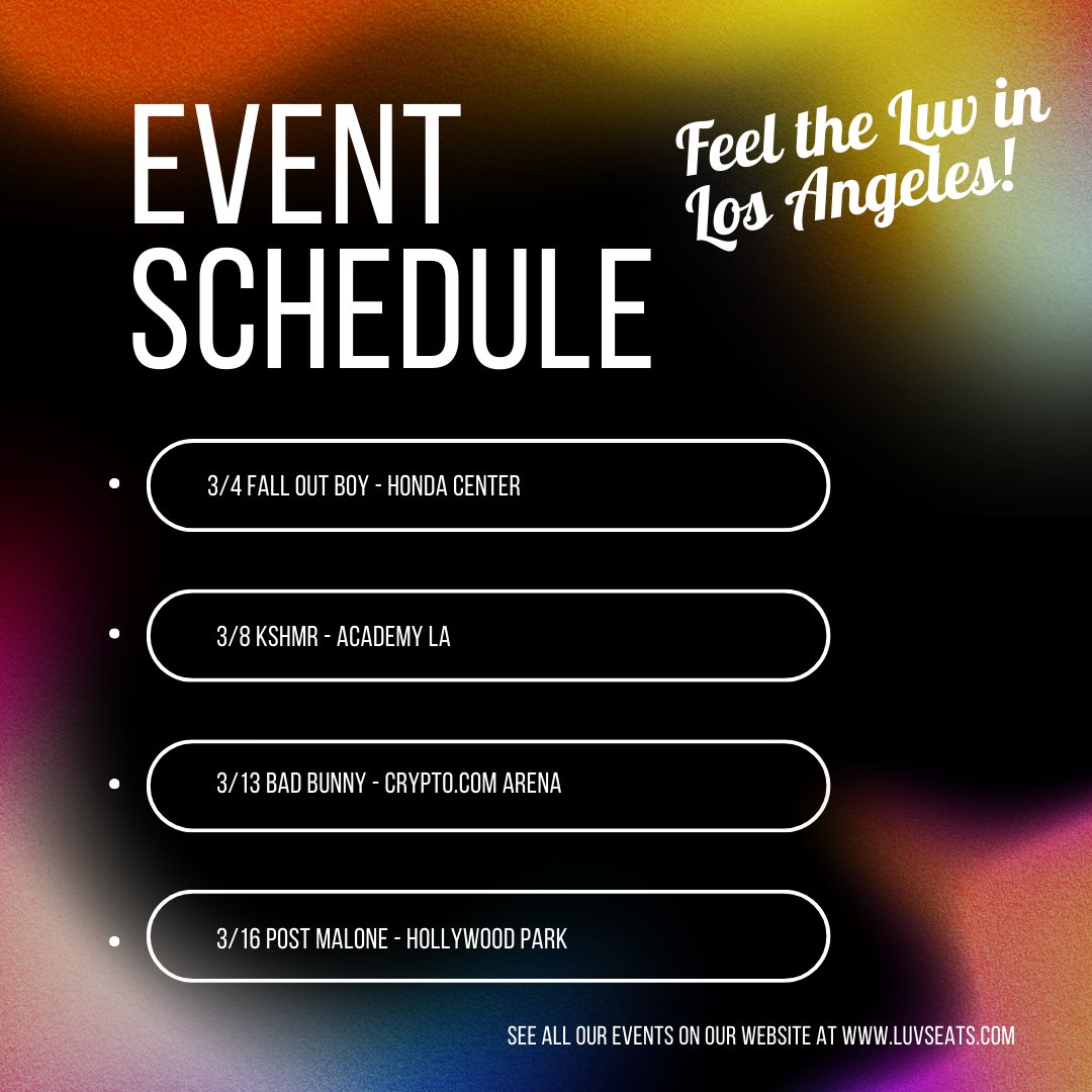 Los Angeles! Here’s some ideas for an upcoming night out! Check out LuvSeats.com.