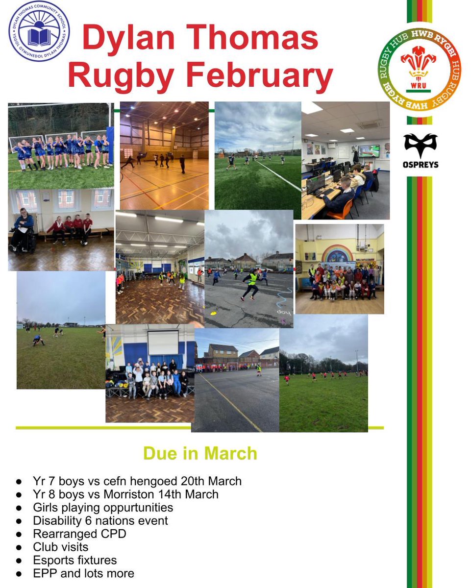 Focus on a few Ospreys Regional #WRUHub officers ♥️🏴󠁧󠁢󠁷󠁬󠁳󠁿🏉

Updates from...

<a href="/BaeBaglan/">Ysgol Bae Baglan</a> 
<a href="/Ysgolpenybryn/">Ysgol Pen-y-Bryn</a> 
<a href="/dylanthomas_sch/">Dylan Thomas School</a> 

Three officers showing the impact of the role in very different communities  #welshrugby #diolch