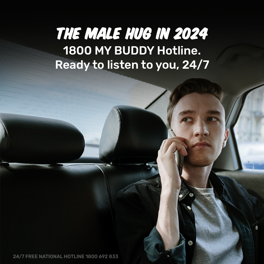 The Male Hug is working hard towards bigger things in 2024. We aim to reach even more men nationwide through our 1800 My Buddy National Hotline. Give us a call today on 1800 692 833 - we're here to listen. #MentalHealth #MensMentalHealth #Wellbeing #1800MyBuddy