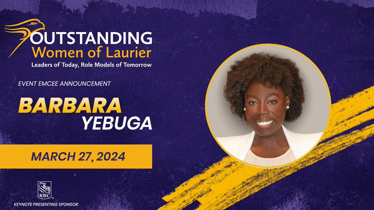 The 2024 Outstanding Women of Laurier Organizing Committee is pleased to announce that Barbara Yebuga is returning to the event as our emcee. Read more: buff.ly/3wDprAp #SoarAbove