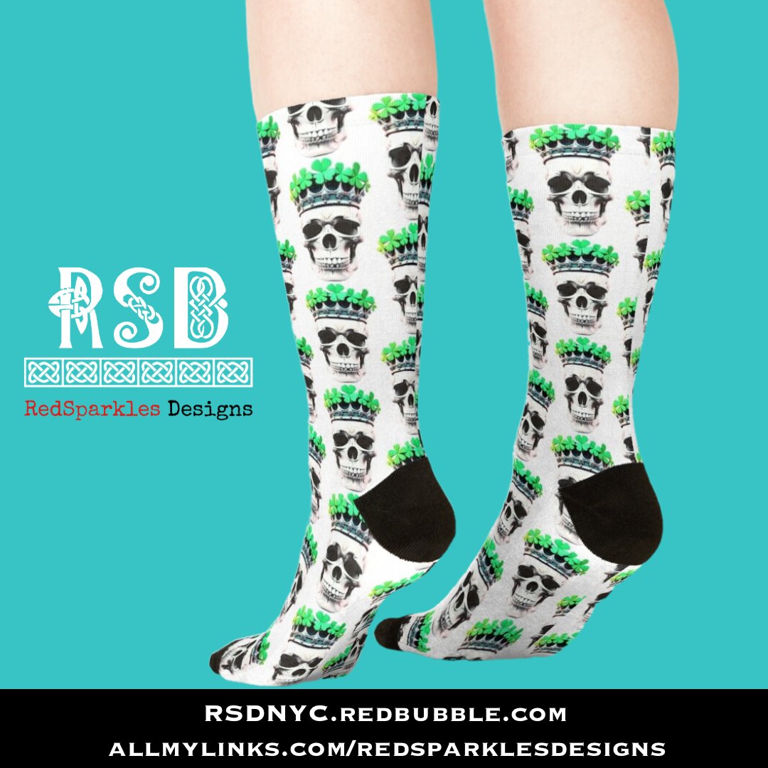 ST. PADDY'S DAY SKULL SOCKS VIA @REDBUBBLE
redbubble.com/i/socks/St-Pad…

#StPaddys #StPatricksDay #Holiday #Irish #Celtic #Green #Shamrock #Skull #Skeleton #RedBubble #RedBubbleStore #RSD #RedSparklesDesigns #WomanOwned #GiftIdeas  #Socks #FunSocks #HolidaySocks #StPatricksDaySocks