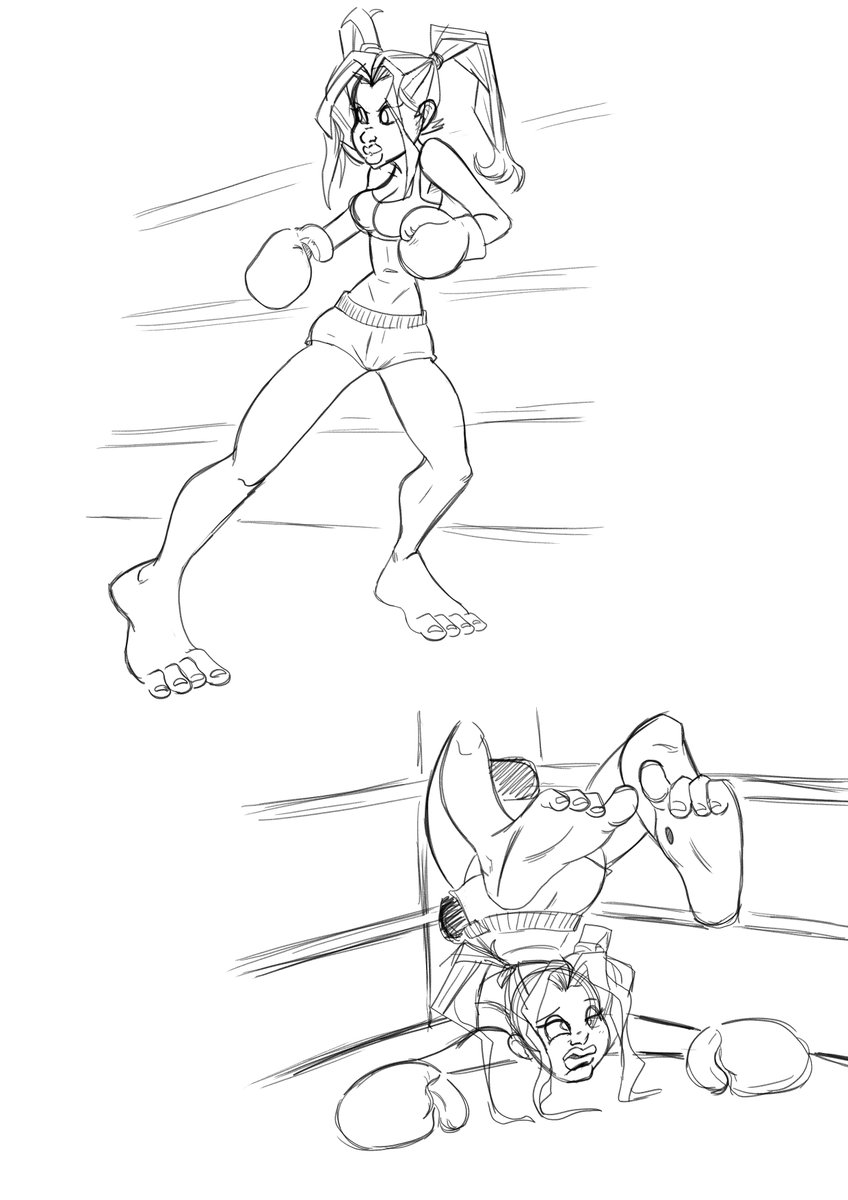 Wanted to draw Dave Alvarez's cartoon girl Yenny as a boxer in reference to an old internet boxing story from Boxeogirls. Drew influence from the old Bugs Bunny boxing cartoon 'Rabbit Punch' ^^ Yenny belongs to @DAlvarezStudio #boxing #yenny #boxergirl #PuertoRico