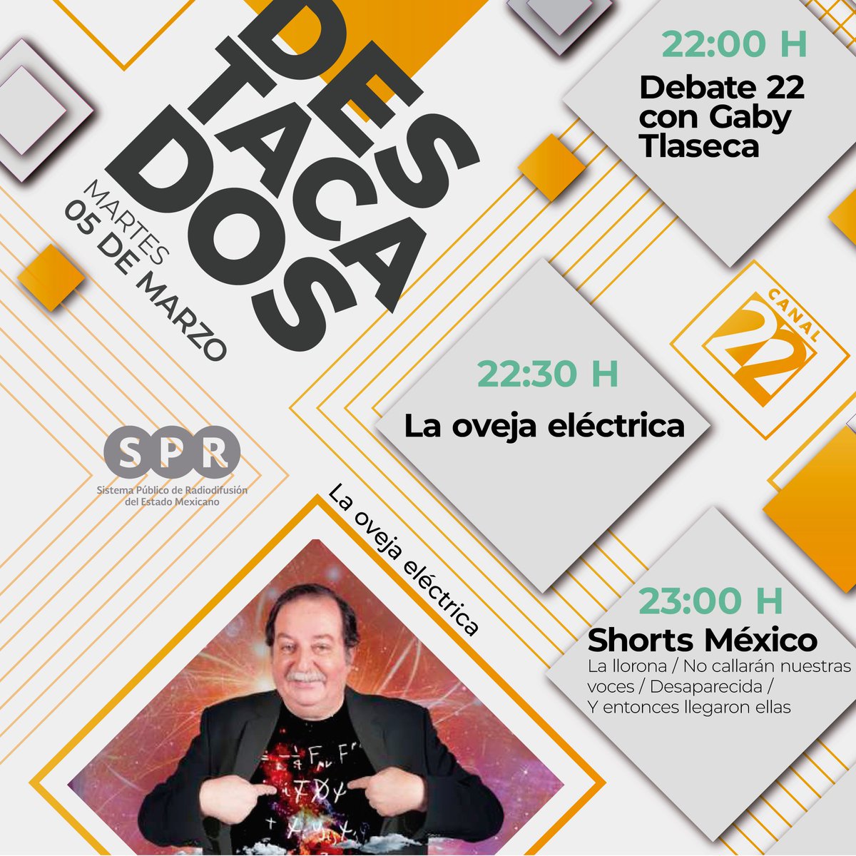 Acompaña a <a href="/pepegordon/">Jose Gordon</a> en esta emisión de #LaOvejaEléctrica, el programa mexicano sobre ciencia que nos llevará a conocer las novedades tecnológicas, científicas y medioambientales💡

🗓️05 de marzo⏰22:30H en <a href="/canal22/">Canal 22 México</a> por el📺22.1 o en la #App📱<a href="/MxPlusTV/">Mx Plus</a>

#UnidosPorLasAudiencias