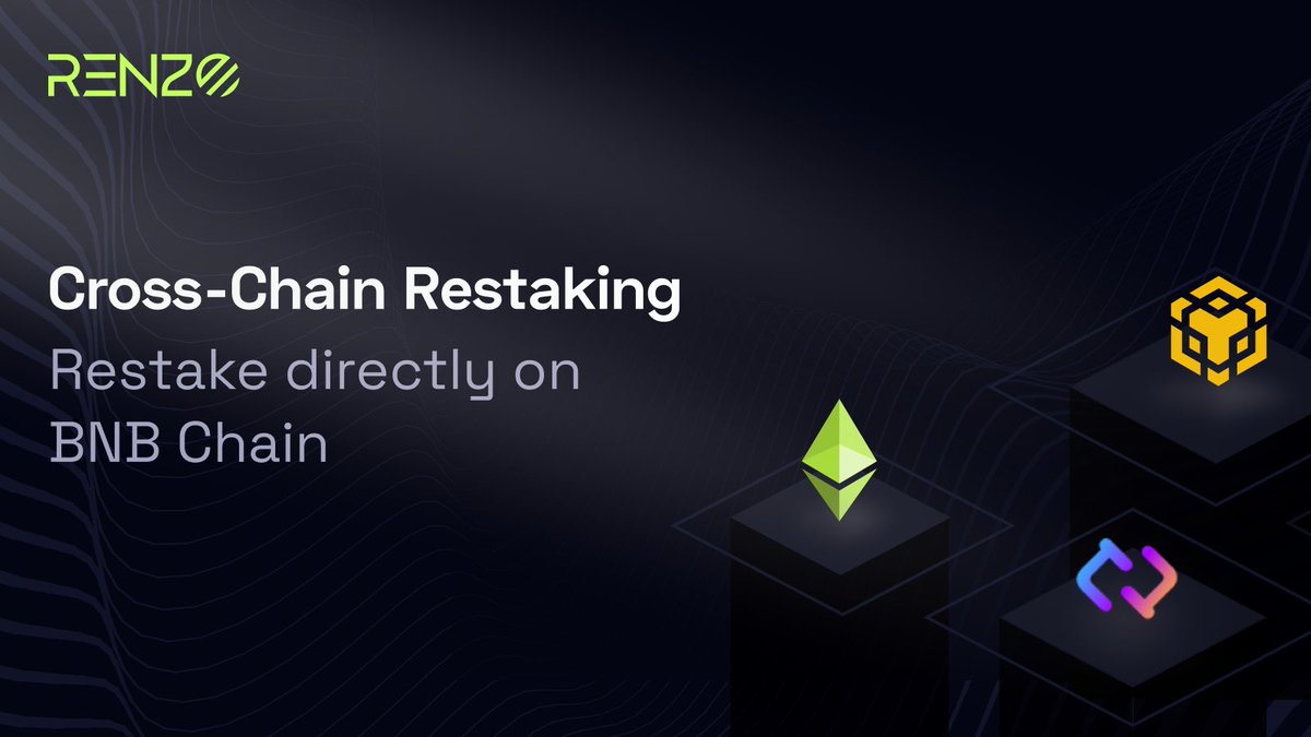 Native Restaking is LIVE on @BNBCHAIN 1️⃣Connect to Renzo on BNB Chain 2️⃣Deposit wETH & Receive ezETH 3️⃣Gain access to DeFi integrations on @BNBCHAIN like ezETH on @PancakeSwap, @RDNTCapital @pendle_fi Powered by @Connext [Link in Bio ☝🏻]