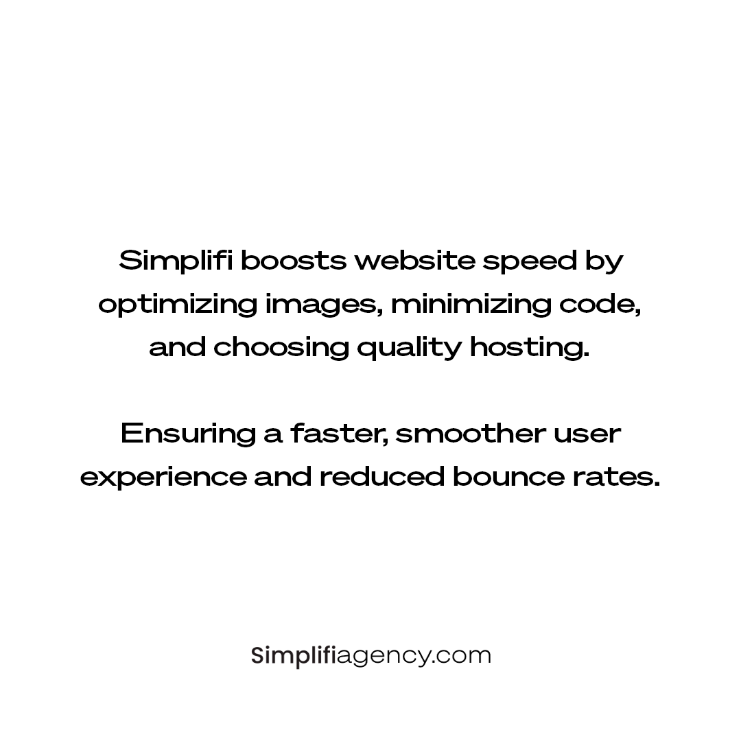 Speed matters! Simplifi ensures your website loads at lightning speed, reducing bounce rates and boosting user satisfaction. Learn how with #Simplifi #WebSpeed #Optimization #FastWebsite #TechSolutions