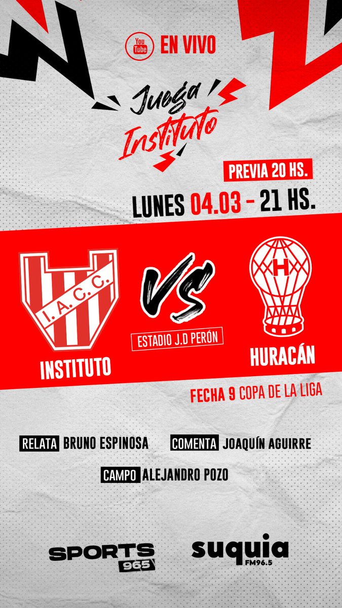 Ya estamos en la previa de <a href="/InstitutoACC/">Instituto ACC</a> y <a href="/CAHuracan/">CA Huracán</a> en la <a href="/radiosuquia/">Radio Suquía</a> junto a <a href="/brunoespinosaok/">Bruno Espinosa</a> <a href="/jaguirre_MD/">Joaquín Aguirre</a> <a href="/geracopp/">Gerardo Coppari</a> <a href="/djespina/">cristian puyo</a>
