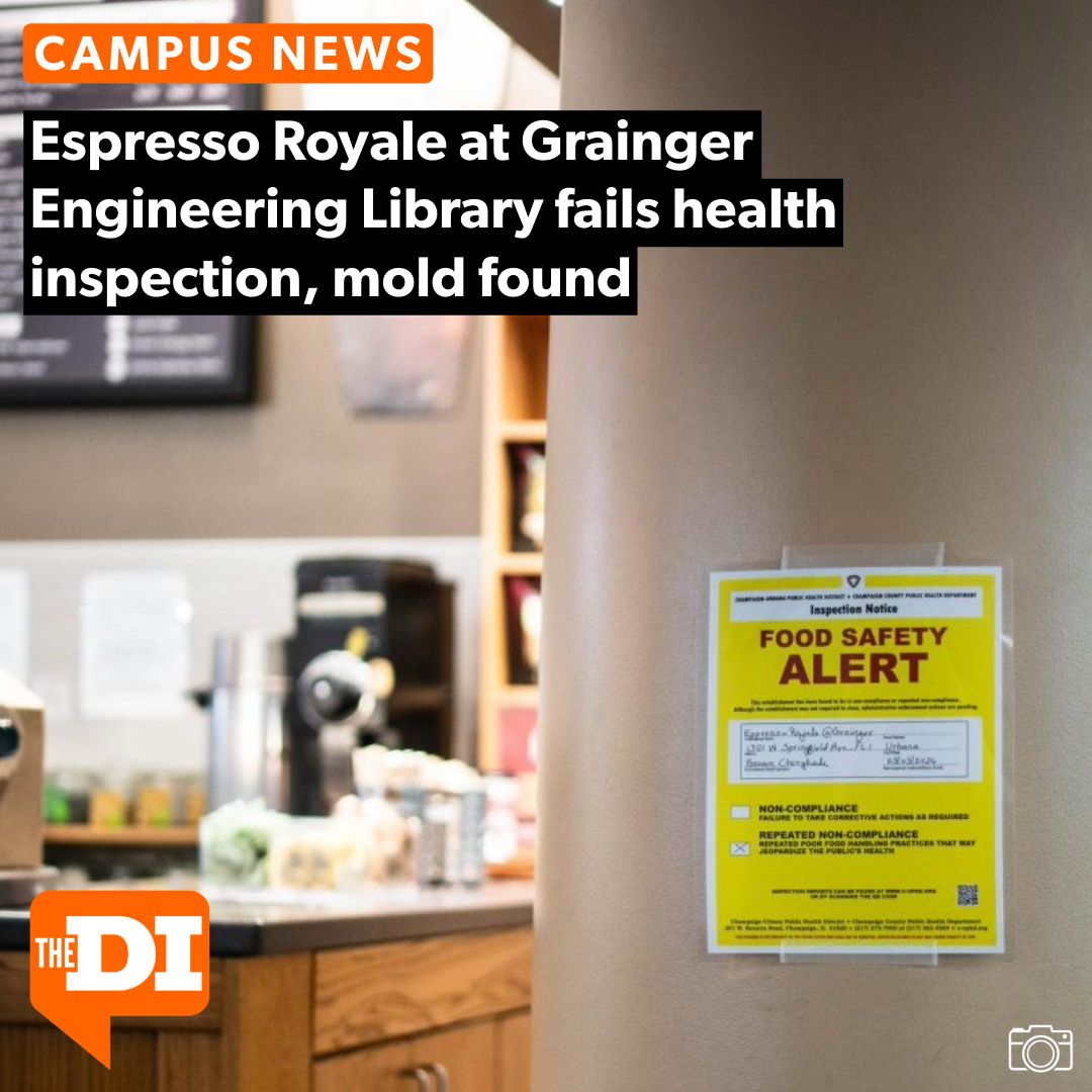 The Espresso Royale at the Grainger Engineering Library failed its health inspection on Sunday for “repeated poor food handling practices that may jeopardize the public’s health.” 📲 Click the link to read more: dailyillini.com/news-stories/2…