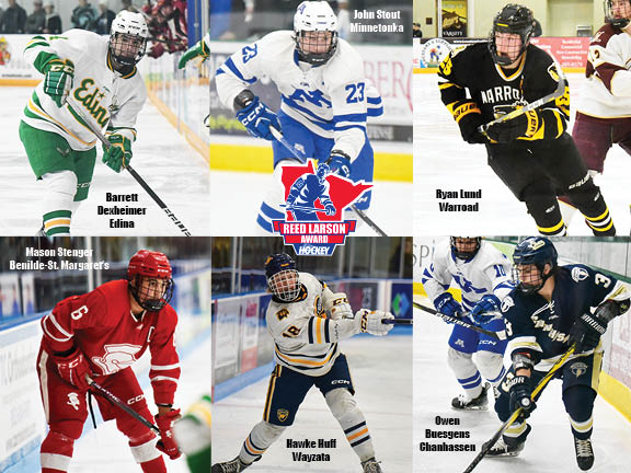 Six finalists have been named for the annual 
Reed Larson Award, presented by Let's Play Hockey to the state's top senior defenseman.

🏒Owen Buesgens - Chanhassen <a href="/chanbhok/">Chanhassen Storm Boys Hockey</a> 
🏒Barrett Dexheimer - Edina <a href="/EHShornetsnest/">Edina Boys Hockey (EHS)</a> 
🏒Hawke Huff - Wayzata <a href="/WHS_boyshockey/">Wayzata Boys Hockey</a> 
🏒Ryan Lund -