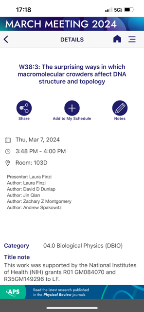 looking forward to the DNA mechanics and Gene Expression session and sharing some of our current collaborative projects. #APSMarch @ApsDbio