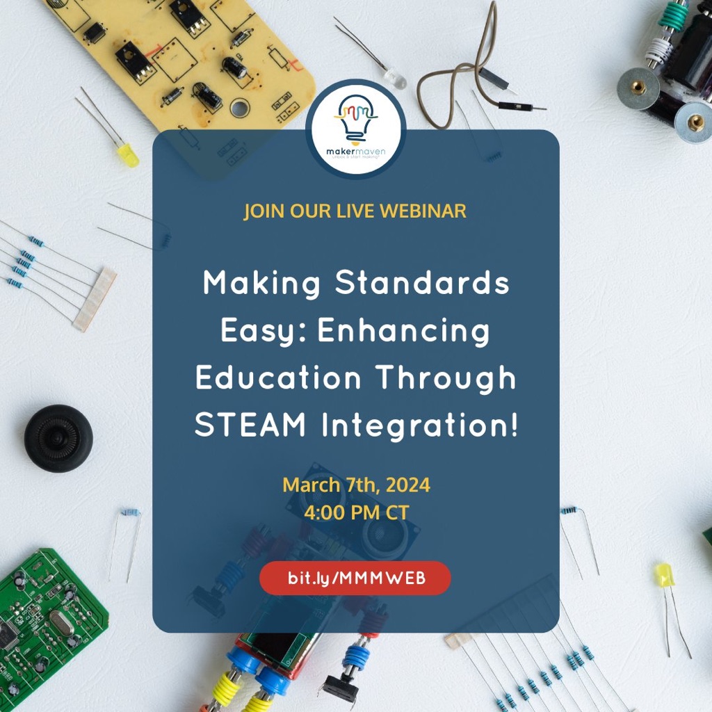 📷 Webinar Alert for #Educators!
Join Maker Maven, March 7th at 4 PM CT. They will dive into education standards, #STEAM, and future skills Attendees will have a chance to WIN a FREE 1hr training session: bit.ly/MMMWEB #STEM #education #kaiseducation