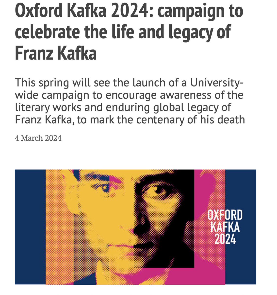 Do join us for a wide range of events around Franz #Kafka and his legacy! staff.web.ox.ac.uk/article/oxford…