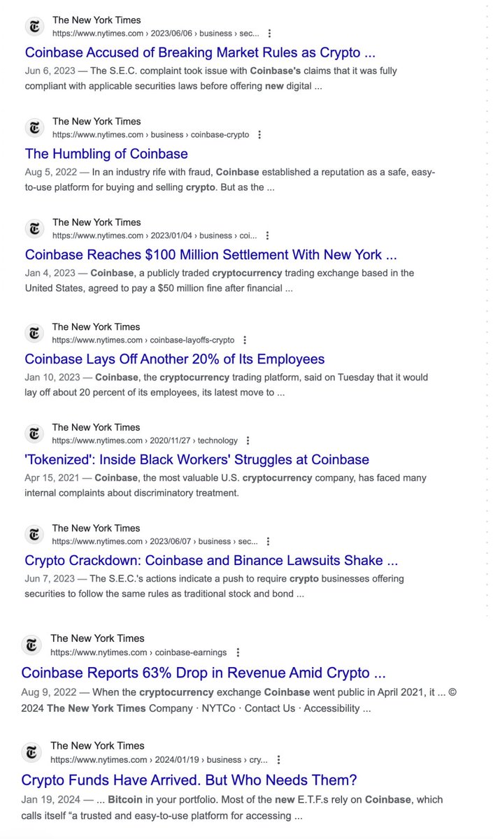 Remember how closely the NYT covered Coinbase during the bear? Patiently awaiting their updated coverage.