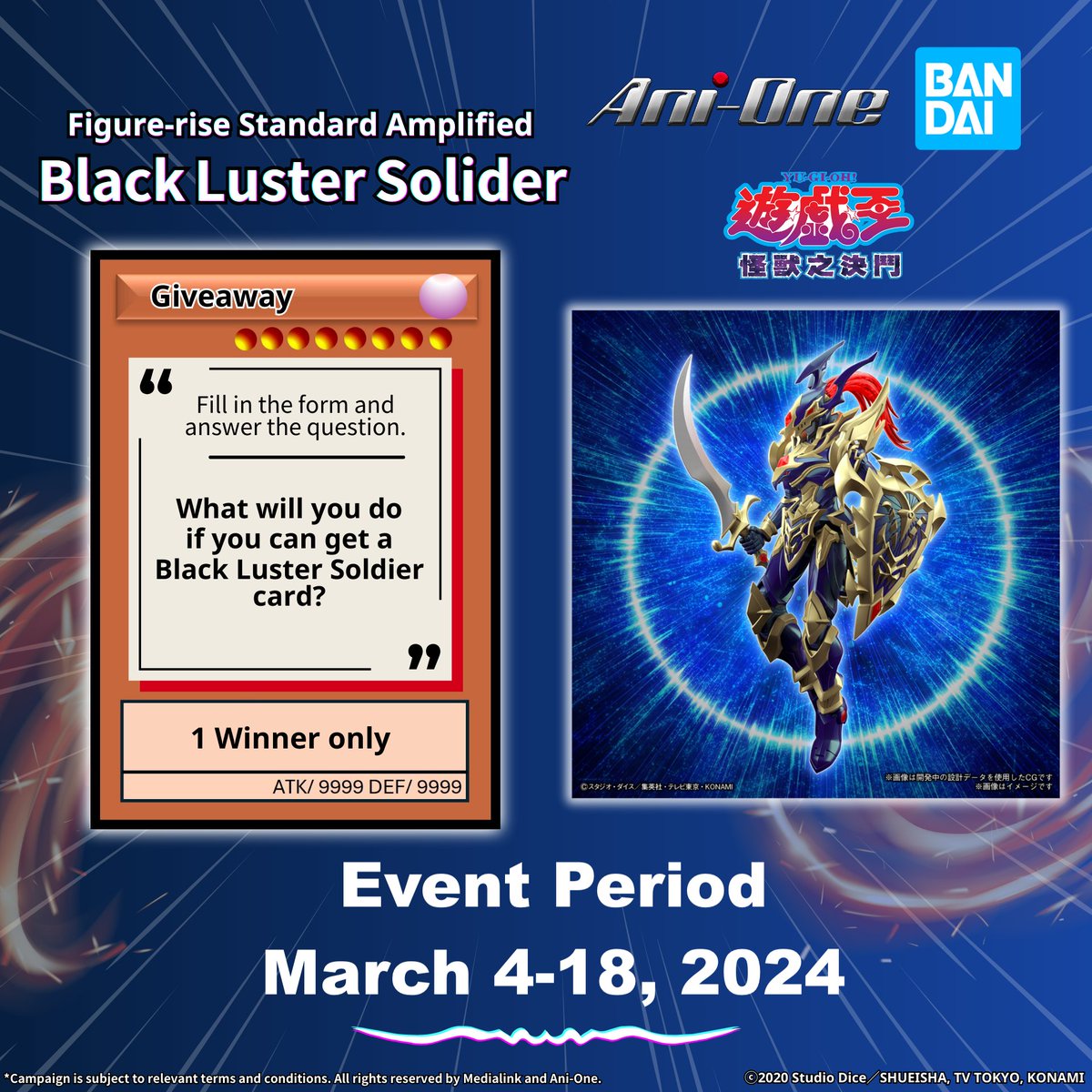 anioneph's tweet photo. 🎊 Ani-One x BANDAI Spirits 🎊
✮⋰ ⋱✮⋰ ⋱✮⋰ ✮⋰ ⋱✮⋰ ⋱✮⋰�
🎁Yu-Gi-Oh!【Figure-rise Standard Amplified Black Luster Soldier】Giveaway!

Fill in the form and answer the question, you will get the chance to win 1 set of of 【Figure-rise Standard Amplified Black Luster https://t.co/RbVmjMazcw