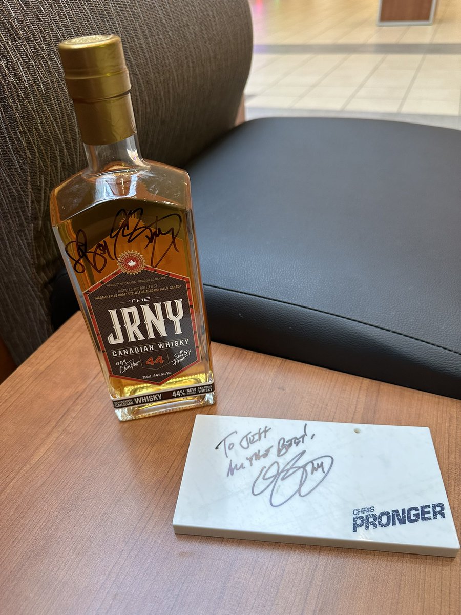 ❌ - Russ Jericho (@russjerichoart) on Twitter photo Thank you very kindly to both <a href="/chrispronger/">Chris Pronger</a> and <a href="/TheJRNYMN/">Sean Pronger</a> for the photo and for the signed bottle of <a href="/TheJRNYWhisky/">The JRNY Whisky</a> and for the signature on one of <a href="/oilcountry1979/">Jeff</a>’s <a href="/mcfarlanetoys/">McFarlane Toys</a> figurine bases. You’re the best! Thank you! 🥃
#LetsGoOilers 💙🧡🤍🏒🥅🚨🇨🇦🇨🇦🇨🇦 Thank you very kindly to both <a href="/chrispronger/">Chris Pronger</a> and <a href="/TheJRNYMN/">Sean Pronger</a> for the photo and for the signed bottle of <a href="/TheJRNYWhisky/">The JRNY Whisky</a> and for the signature on one of <a href="/oilcountry1979/">Jeff</a>’s <a href="/mcfarlanetoys/">McFarlane Toys</a> figurine bases. You’re the best! Thank you! 🥃
#LetsGoOilers 💙🧡🤍🏒🥅🚨🇨🇦🇨🇦🇨🇦