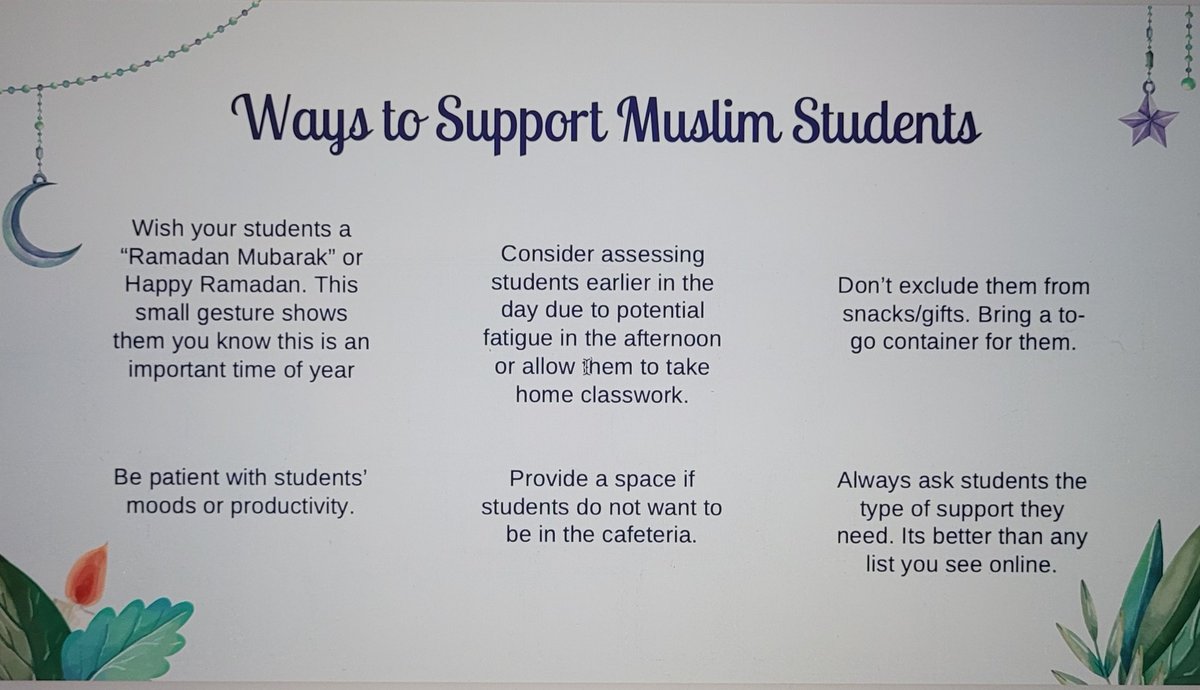 Lateefah Id-Deen (@prof_iddeenl) on Twitter photo ๐ Ramadan starts next week! Explore these graphics on Why Muslims Fast and ways educators can support Muslim students during this glorious month. Feel free to suggest other tips in the comments. ๐ ๐ Ramadan starts next week! Explore these graphics on Why Muslims Fast and ways educators can support Muslim students during this glorious month. Feel free to suggest other tips in the comments. ๐