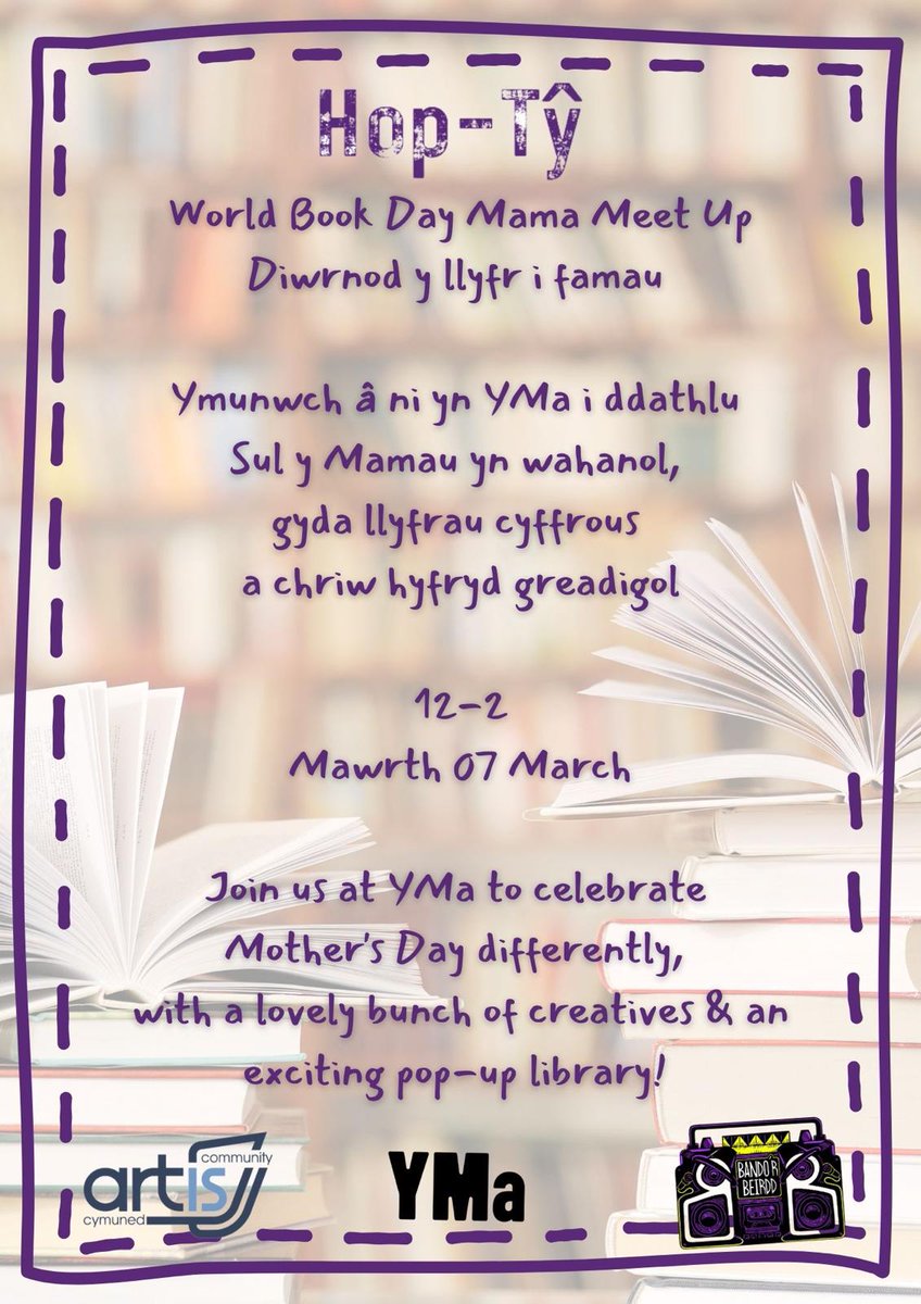 Dydd Iau THIS THURSDAY <a href="/YMaArlein/">YMa</a> <a href="/ArtisCommunity/">Artis Community Cymuned</a> 

World book day isn't just for kids! 

Join us

ymuno â ni

#BandorBeirdd