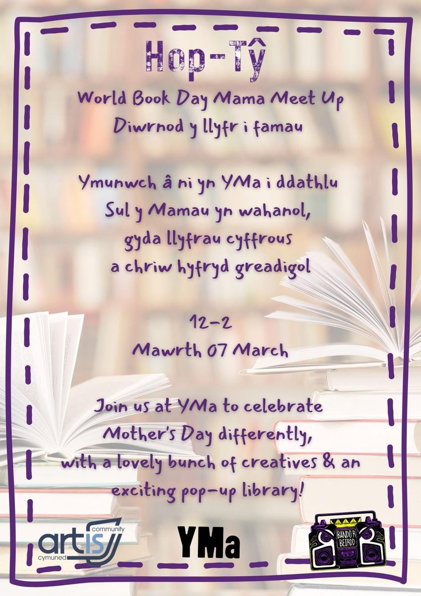 Dydd Iau THIS THURSDAY @YMaArlein @ArtisCommunity World book day isn't just for kids! Join us ymuno â ni #BandorBeirdd