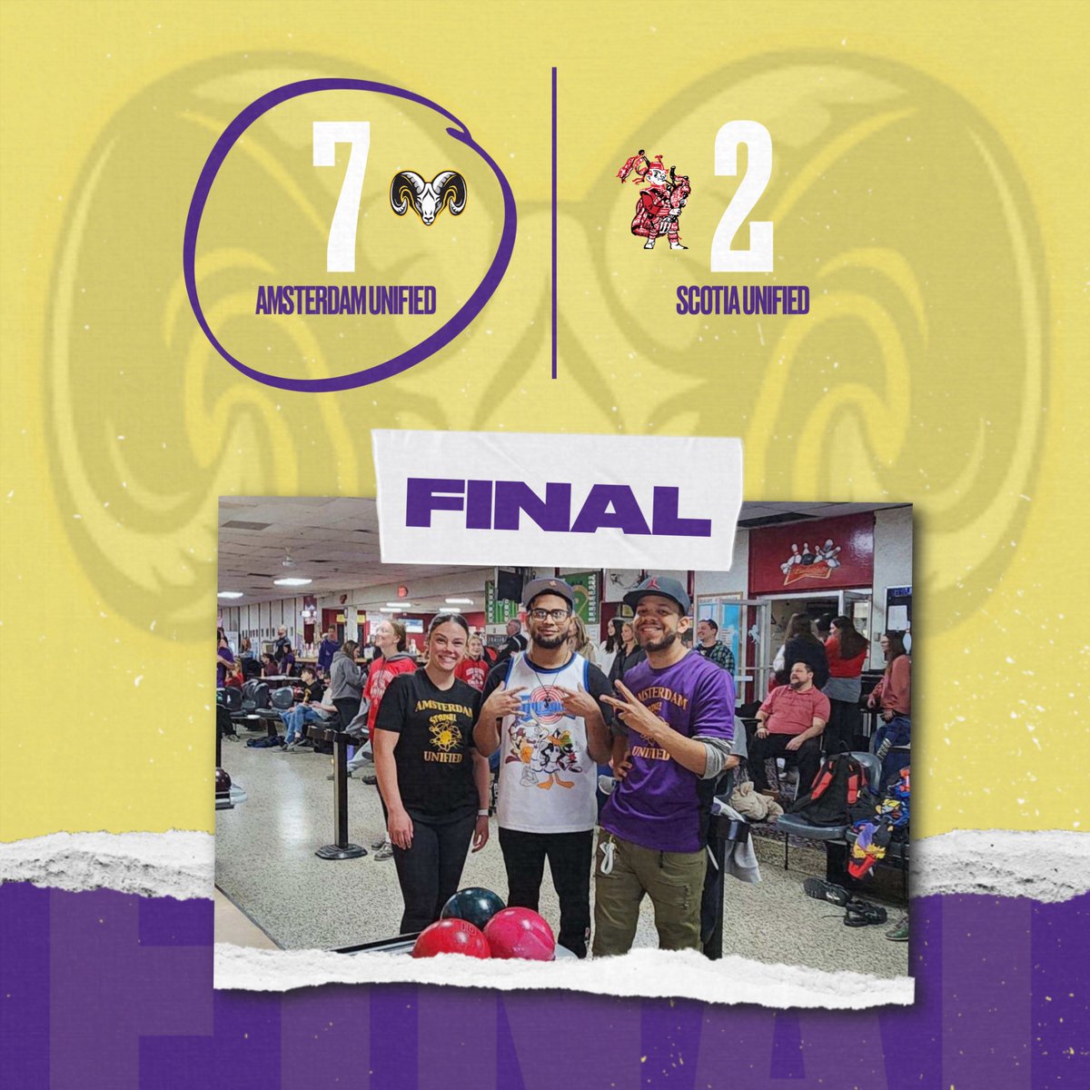 And anotha one ☝🏼. The Unified Rams are on a roll 🎳 4-0 on the lanes this season. Come see the Unified Rams in their next match on Wednesday at Imperial Lanes.