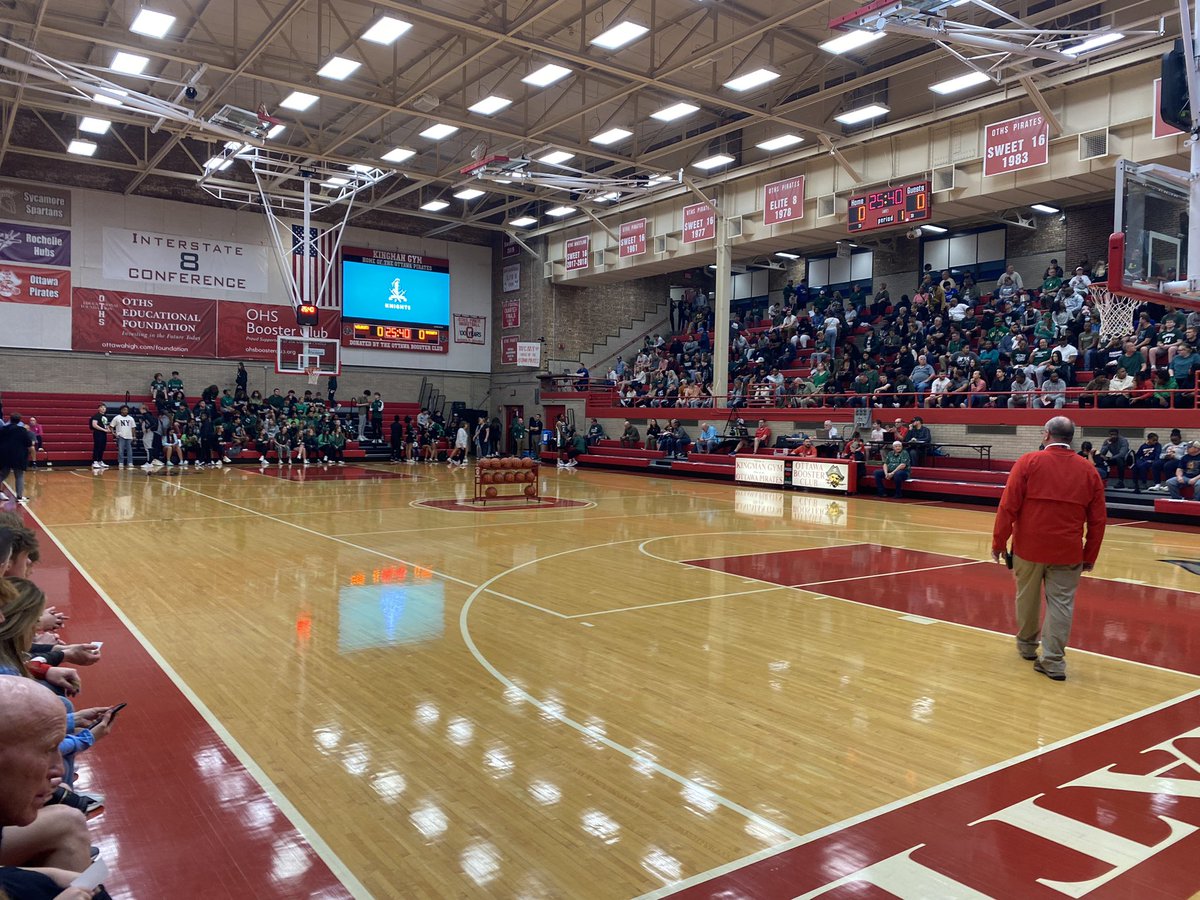 Kingman Gym @ Ottawa

A MUST 👀 Super-Sectional! One of the loudest gyms I’ve ever been to! Over 2,500 in attendance. The Pirates are outstanding hosts. There’s a reason Kingman is one of Best Gyms in Illinois. You want that rowdy March Madness atmosphere, you come to Ottawa 🔴⚫️