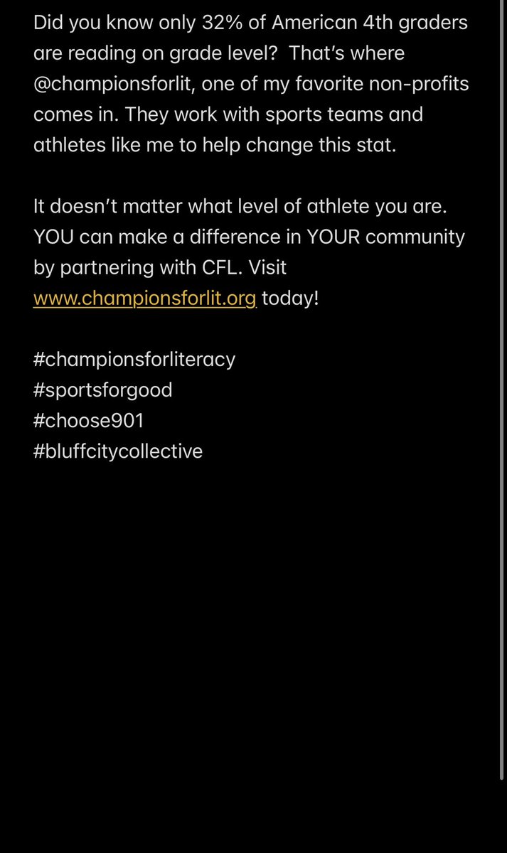 championsforlit.org

#championsforliteracy
#sportsforgood
#choose901
#bluffcitycollective