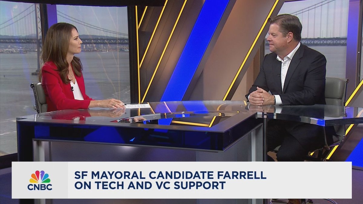 MarkFarrellSF's tweet photo. Thx to @Kr00ney @CNBC for the in depth conversation about my vision &amp; policy platform for San Francisco as Mayor.

For everyone asking for more details about my plans - here's 25+ minutes of it (!) at the link here: https://t.co/6zLJGcYutc https://t.co/KR4WOa1TiF