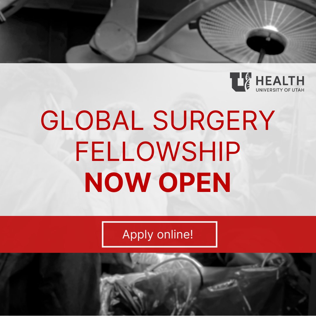 We have an opening for the Global Surgery Fellow for 2024-2025. The role will work on projects related to surgical systems, trauma systems development and surgical skills capacity building. For info, visit the “Level III (Surgical Residents)” webpage: medicine.utah.edu/surgery/global…