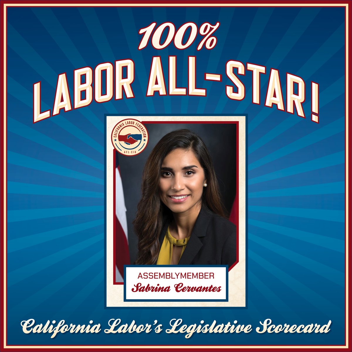 CaliforniaLabor's tweet photo. @AsmMiaBonta @MiaBonta 🎉 We’re excited to honor Assemblymember Sabrina Cervantes as a 2023 Labor All-Star! Thank you Assemblywoman for standing w/ working Californians on our priority bills last year!
https://t.co/wVrf3m1L1D #CALabor https://t.co/oBrkZ9lIfg