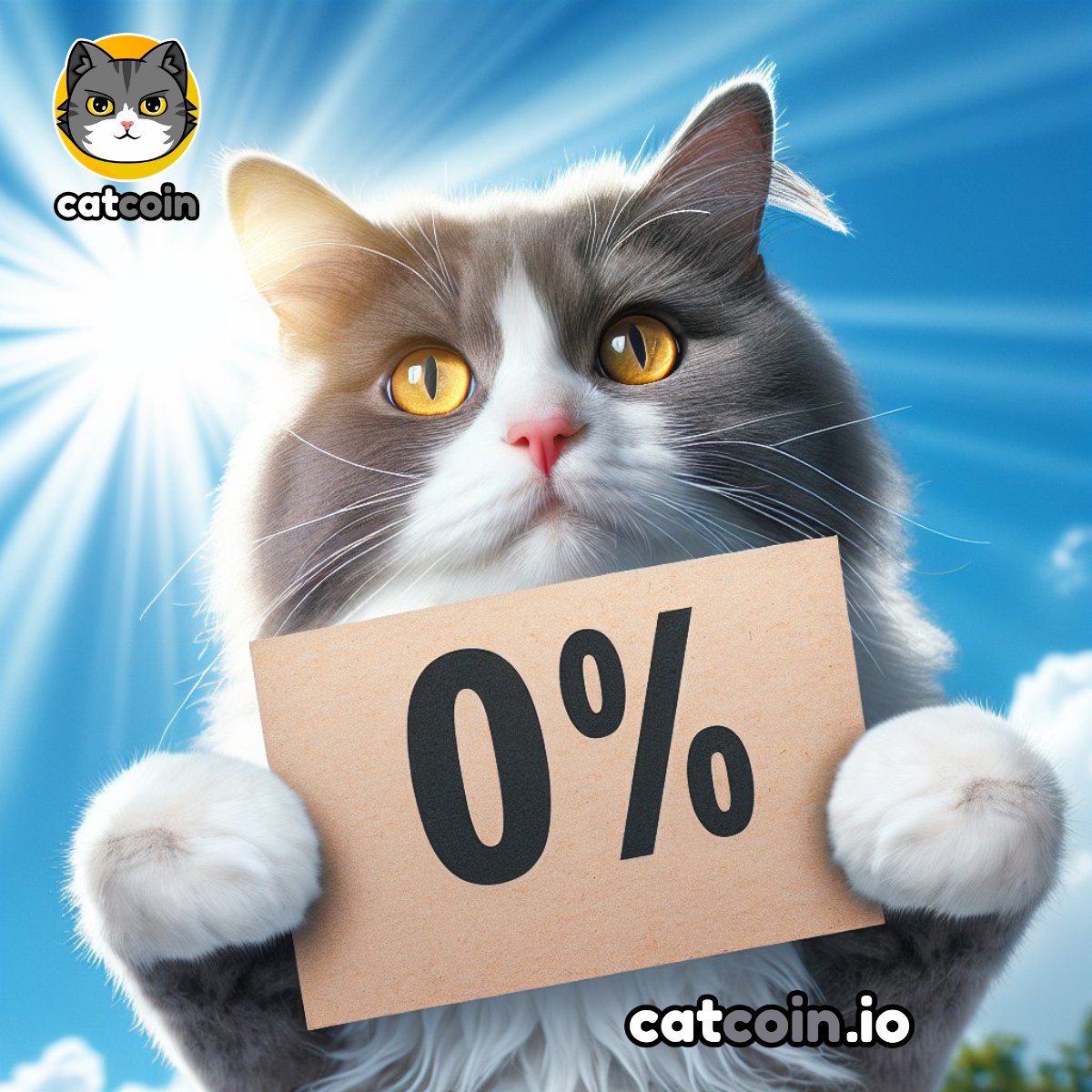 For those who don't like taxes. How does 0% sound? That's right - 0% tax is live now! 

Contract:  0x2f0c6e147974BfbF7Da557b88643D74C324053A2 

Spread the word for a chance at $20 #USDT!
• Follow <a href="/officialcatcoin/">Official Catcoin</a>
• Like
• Retweet
• And comment #Catcoin $CATS #crypto

48 hours