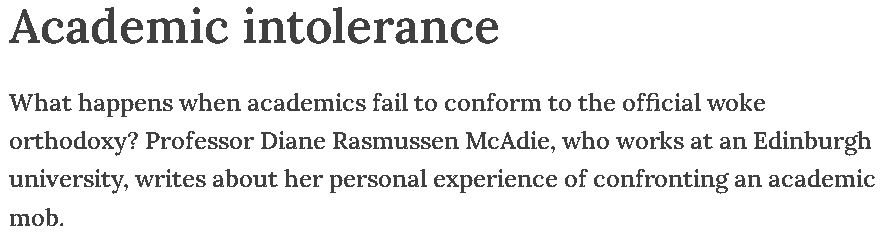 Have you read Professor Diane Rasmussen McAdie in SUE56 with 'Academic Intolerence'? bit.ly/sue056drm @infogamerist #universities #education