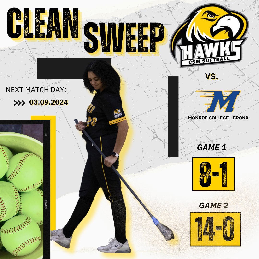 CSMHawksATH's tweet photo. What a game! We had a clean sweep this Sunday, showing off our team's amazing skills and teamwork. Thanks to everyone who came out to support us! Here's to a fantastic season ahead. 🧹🥎 #CleanSweep #csmhawkssoftball https://t.co/lF4YgGpsKJ