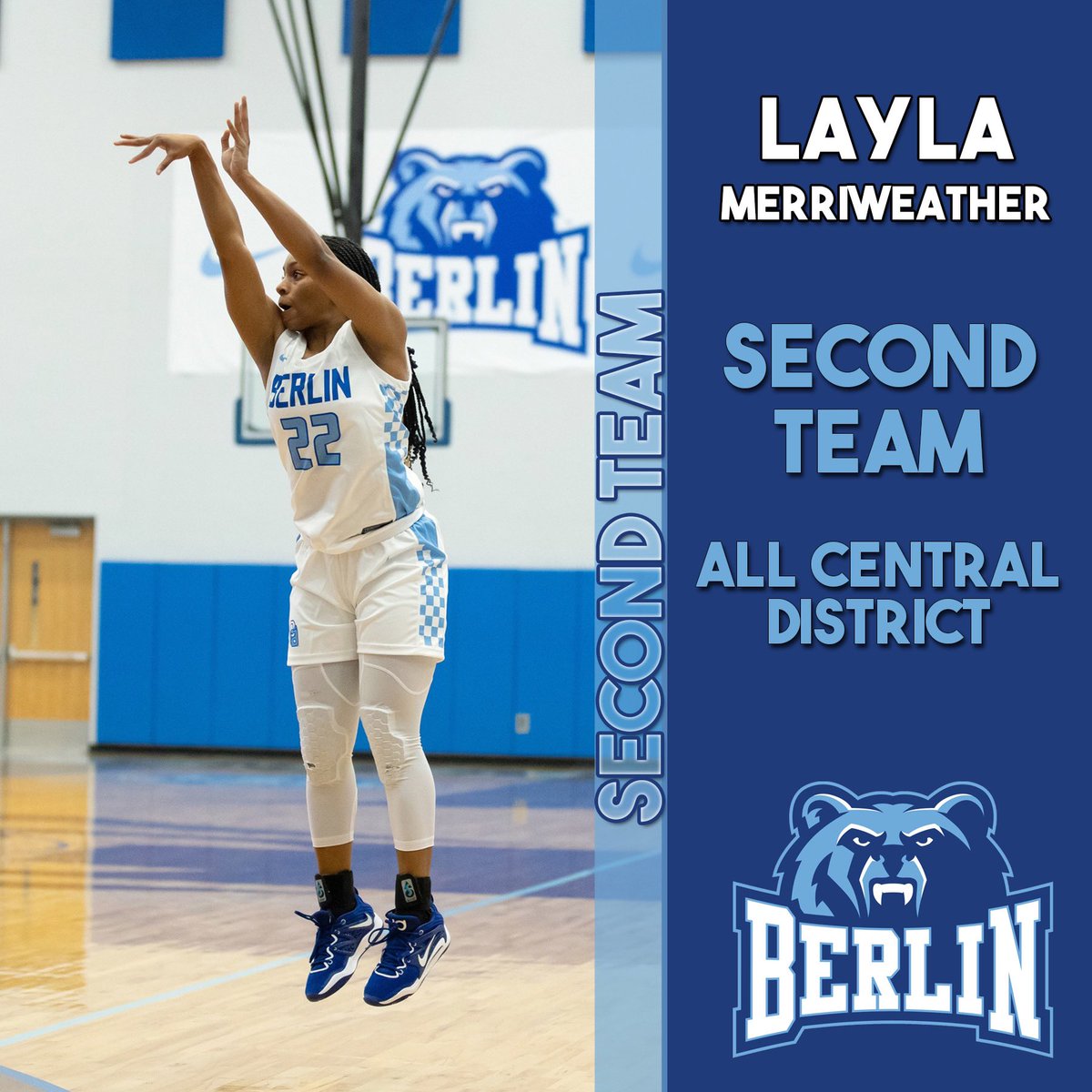Congratulations @LMerriweather22 for making the All Central District Div. 1 2nd team! Very deserving and all of @ladybearsbbk is proud of you! @Todd_spinner @OBHSBoosters #HardWorkPaysOff #ClawsUp #TEAM