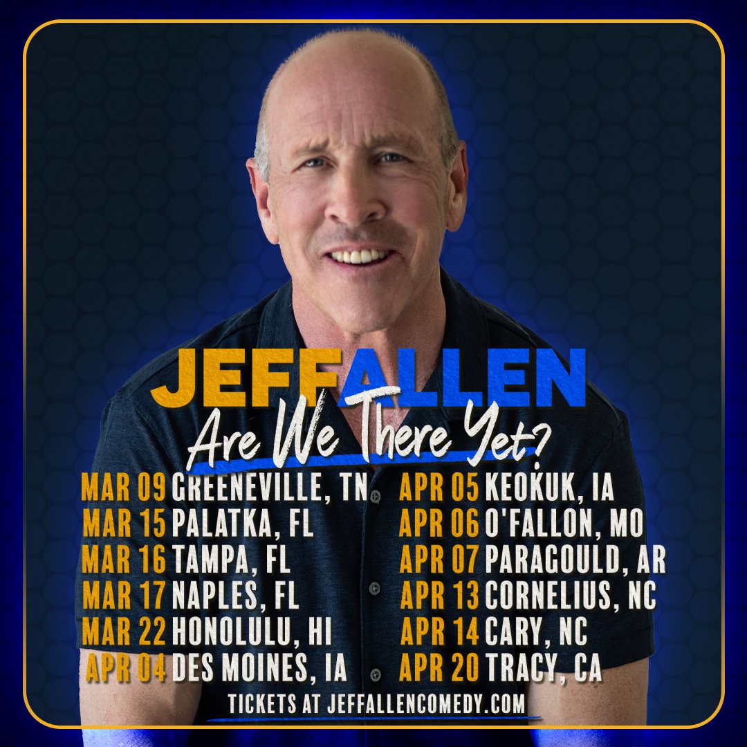 Who’s coming out to see me this spring? Get your tickets at JeffAllenComedy.com/tour