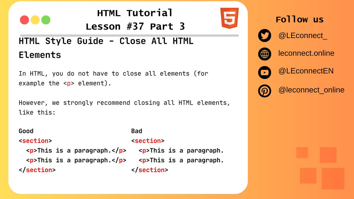 LEconnect_'s tweet photo. Daily content at 8am about HTML.
Free HTML course. Check this now: https://t.co/3KcZS5xNl1
#html #css #javascript #react #vuejs #php #coding #webdeveloper #website #frontend #technology #webdev #js #HTMLforbeginners #HTMLexercises #HTMLtutorial https://t.co/BCyKdUipDO