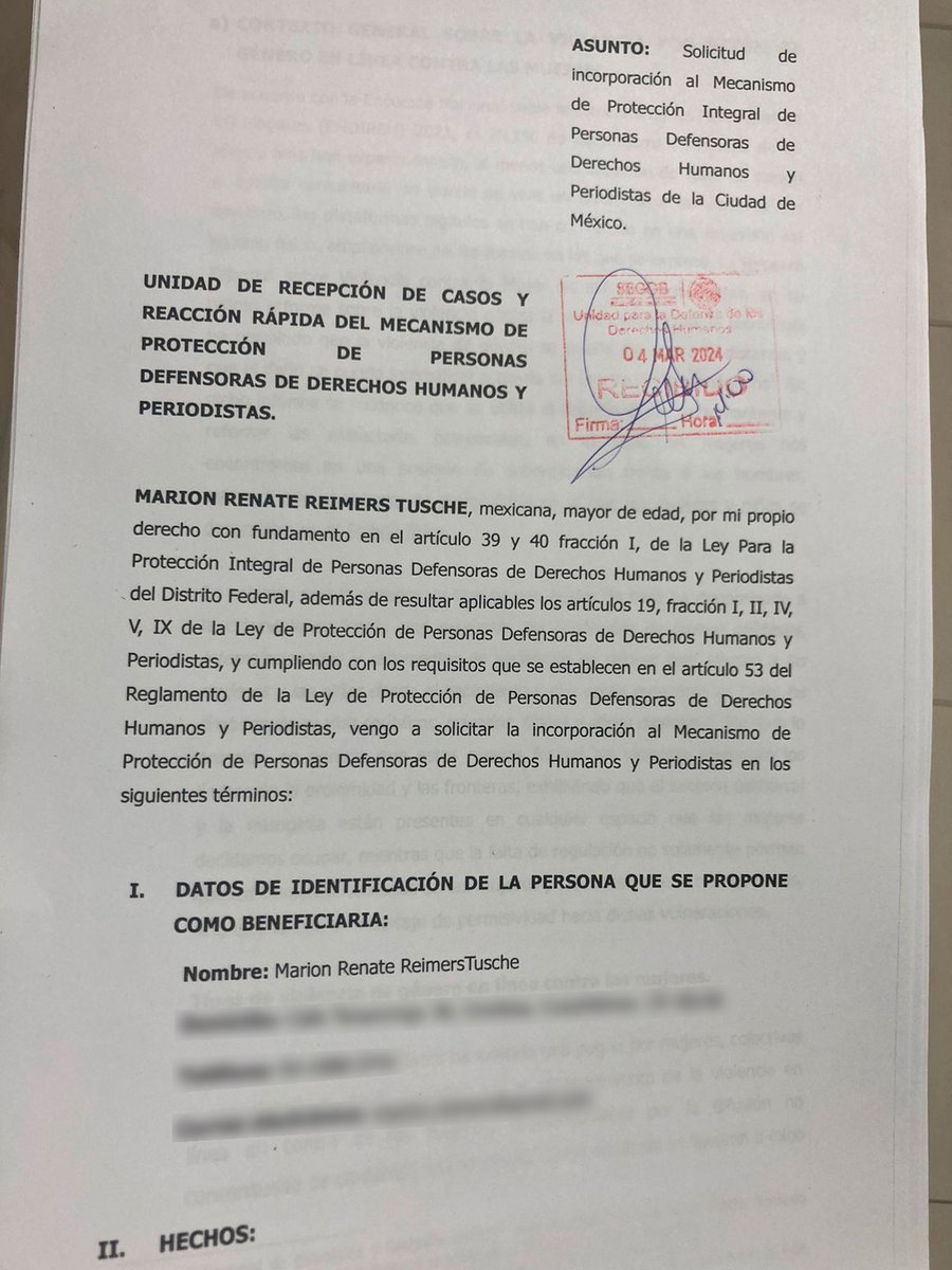 Durante estos días, presenté ante los organismos pertinentes dos solicitudes que buscan crear un precedente legal y seguir luchando por una vida libre de violencia para las mujeres, de la cual no puede quedar fuera el entorno digital.