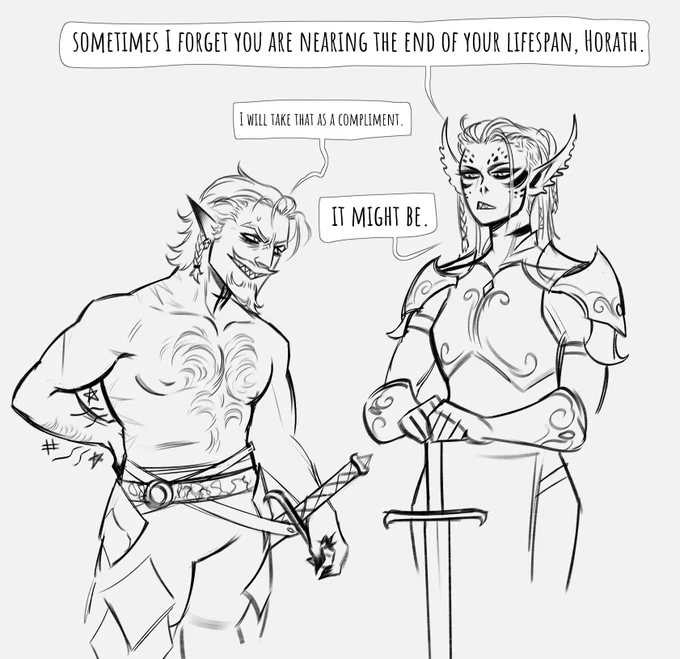 been doodling Horath n Lae'zel bc they are so dear to me 