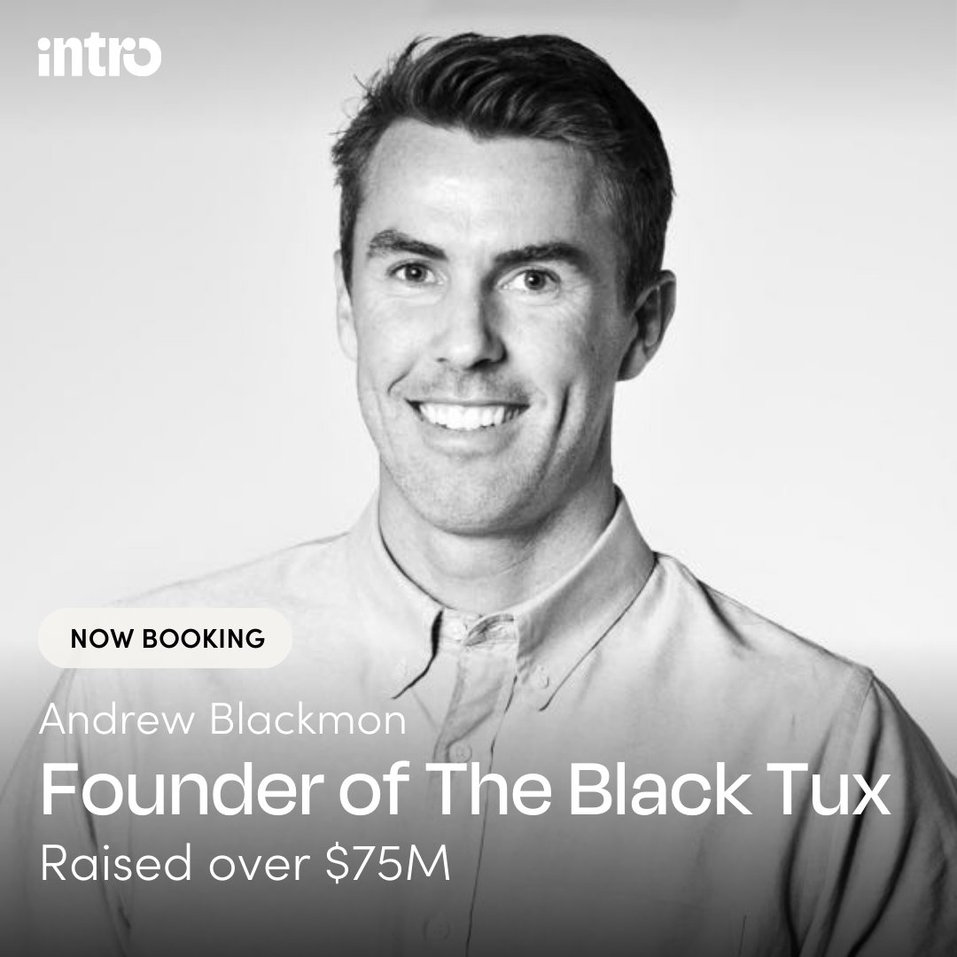 The co-founder of @theblacktux is now on Intro! Schedule a call with Andrew if you want advice on: ✔️ Fundraising from VCs ✔️ How to partner with Nordstrom ✔️ Working with manufacturers ✔️ Brick + mortar retail ✔️ ... and more Book me on Intro: intro.co/marketplace?so…