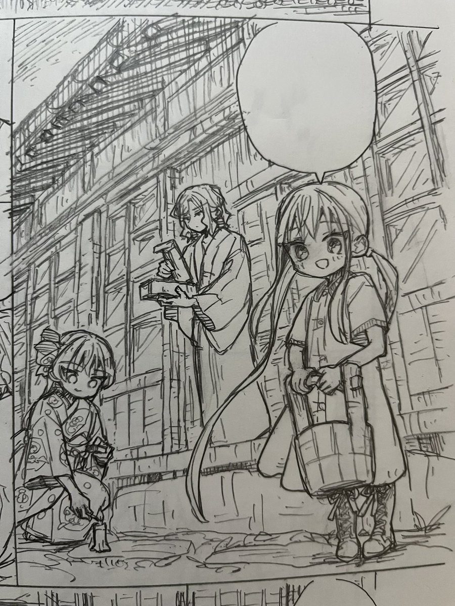 16話の線画描き終わった時点のものとパソコンに取り込んでいろいろ直したもの 