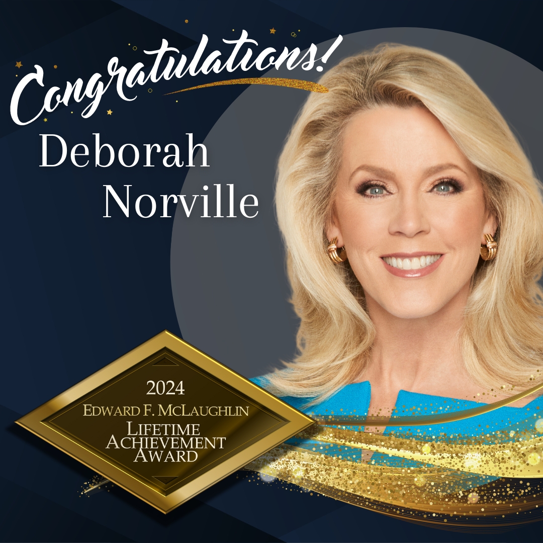 Congratulations to Deborah Norville, tonight's EFM Lifetime Achievement Award honoree! @BroadcastersFDN is proud to celebrate your immense contributions to the broadcasting industry. We also salute your passion for and dedication to our mission. #BFOAGoldenMic #BroadcastingHope
