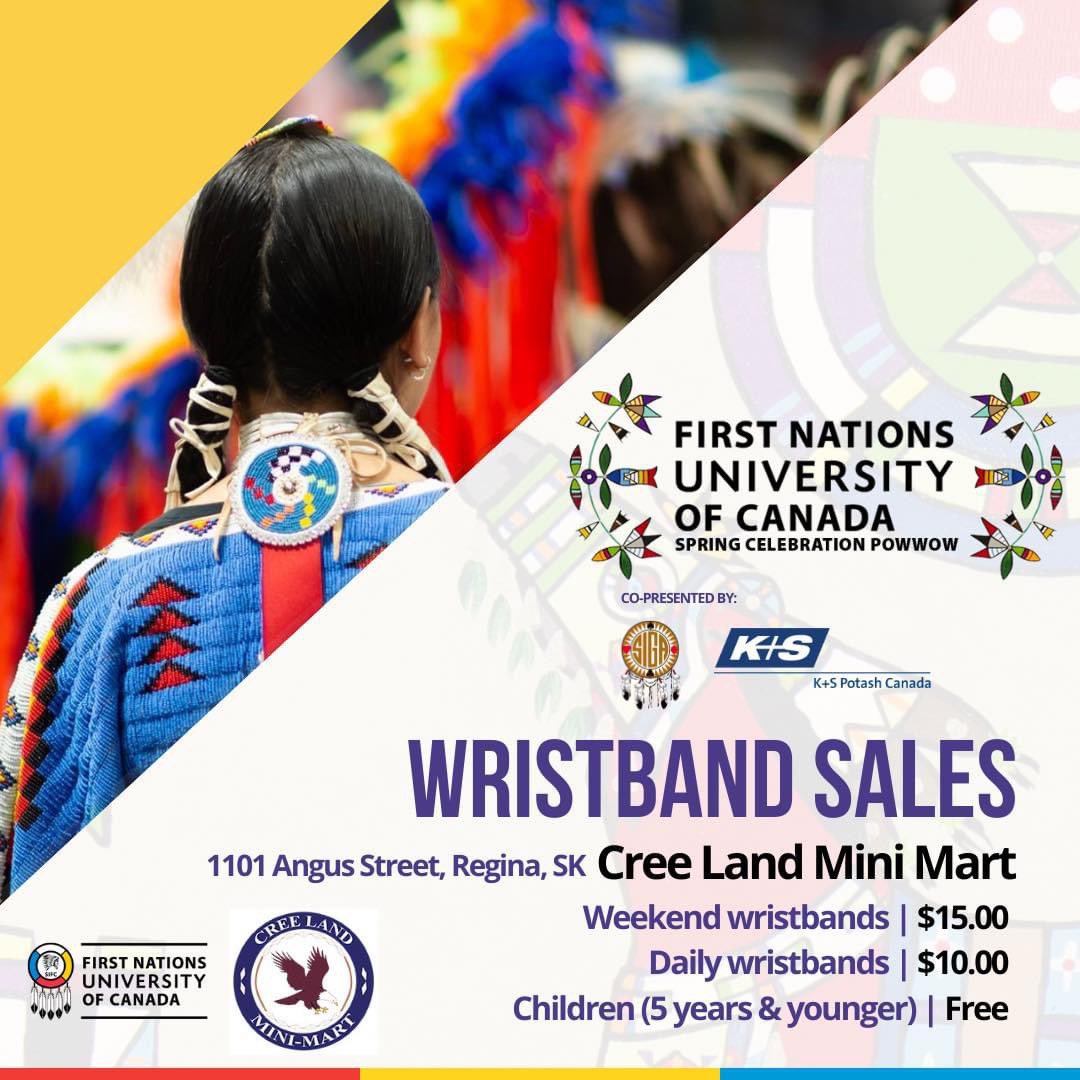 @FNUnivPowwow (@fnunivpowwow) on Twitter photo <a href="/fnunivpowwow/">@FNUnivPowwow</a> Advance Wristbands are now on sales at Cree Land in #yqr! #fnunivpowwow #treaty4 <a href="/fnunivpowwow/">@FNUnivPowwow</a> Advance Wristbands are now on sales at Cree Land in #yqr! #fnunivpowwow #treaty4