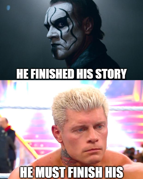 There are differences between finishing a GREAT wrestling career story and finishing a story to become a #universalchampion at #wrestlemania #ThankYouSting #CodyRhodes #WWERaw