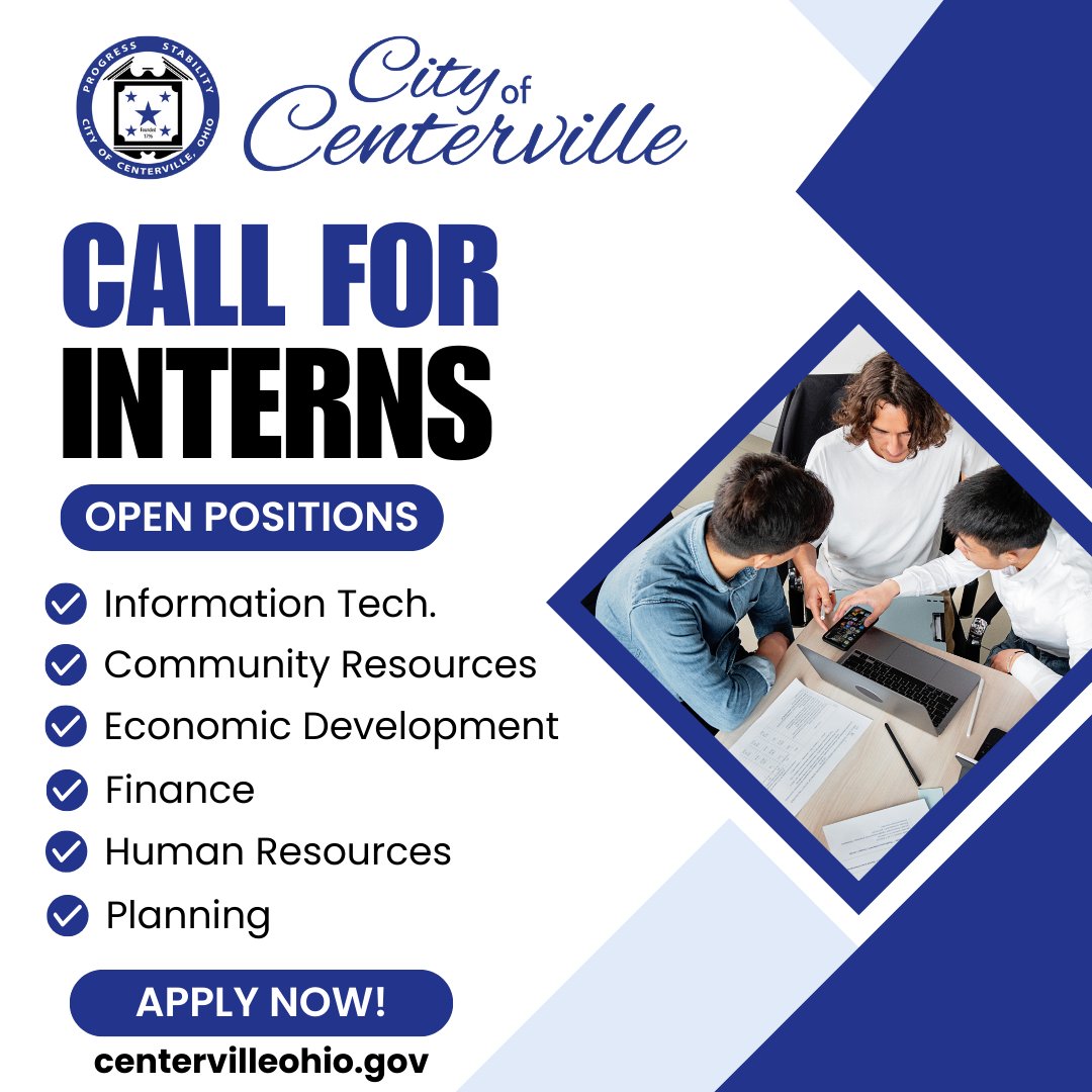 Do you know a college student looking for a summer internship? We have great opportunities! Learn more and apply here: centervilleoh.info/internships