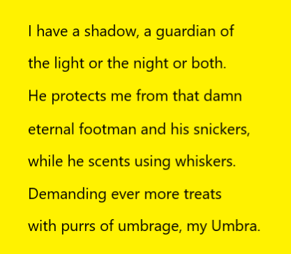 emma_datson's tweet photo. Hello all in the @TopTweetTuesday universe and this week's host @Glenn_A_Barker. I present to my effort for this week 'I have a shadow'

#poetrycommunity #poetry #poetrylovers #australianpoetry #informationubernerd #toptweettuesday #shadows #Umbra https://t.co/aRiEItD3Ep