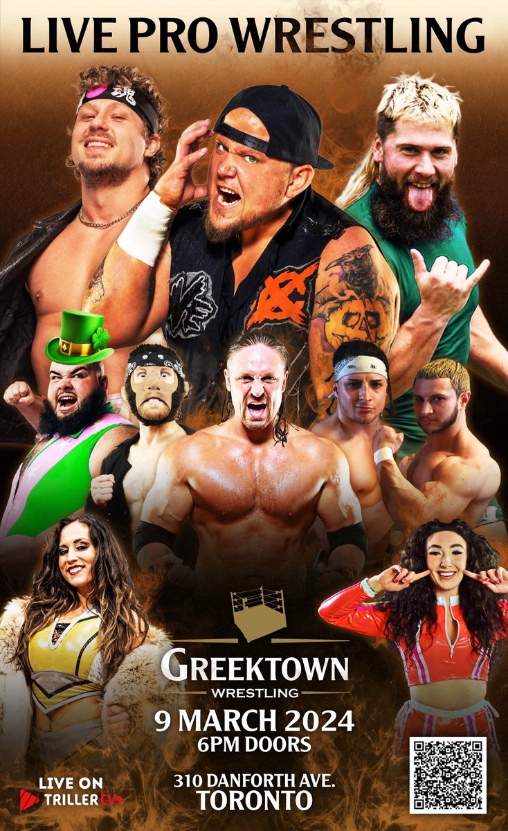 We are taking you to Toronto, Canada🇨🇦 THIS SATURDAY for @GRKWrestling. Catch #GreektownWrestling ONLY with your #TrillerTVplus subscription $7.99/mo- Start your FREE TRIAL NOW ➡️ bit.ly/GRKTownMarch9