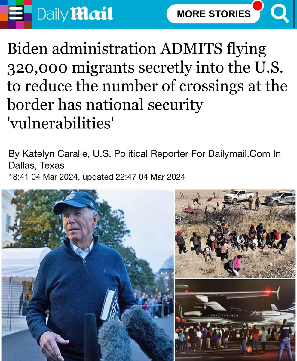 This is insane. The Biden administration admits to transporting 320,000 illegal aliens on secret flights into the U.S. to reduce the number of crossings. Lawyers for its immigration agencies claim revealing the locations could create national security “vulnerabilities.” Per…