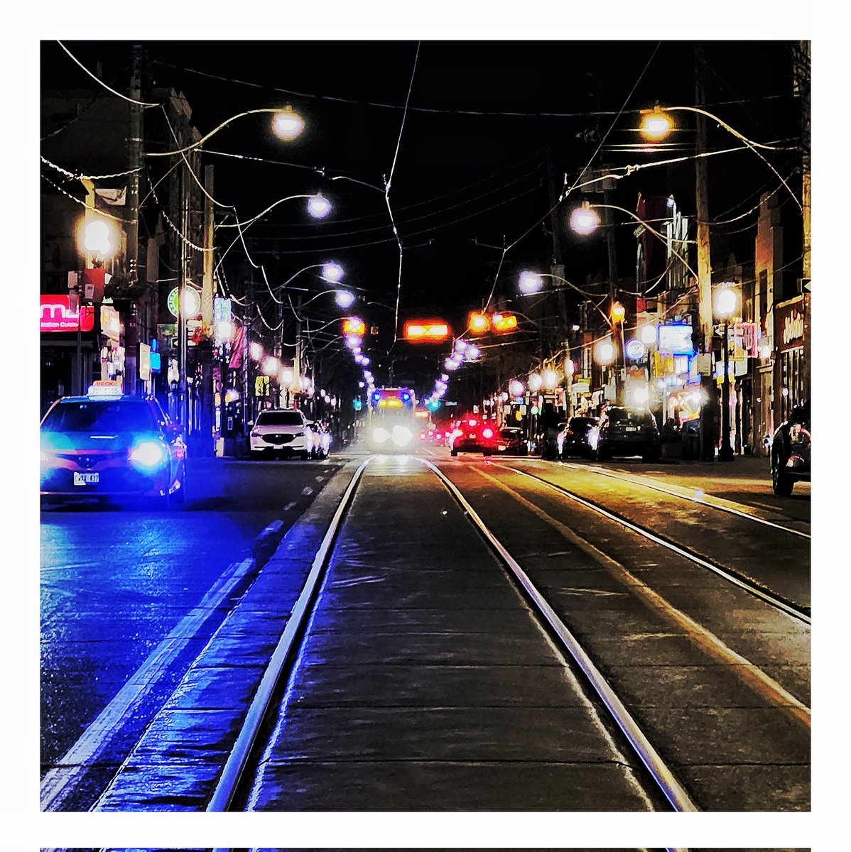 Night Lights. #TTC #Toronto #GerrardStreetEast #GerrardIndiaBazaar #CarltonStreetcar #TransitPhotography #Photography