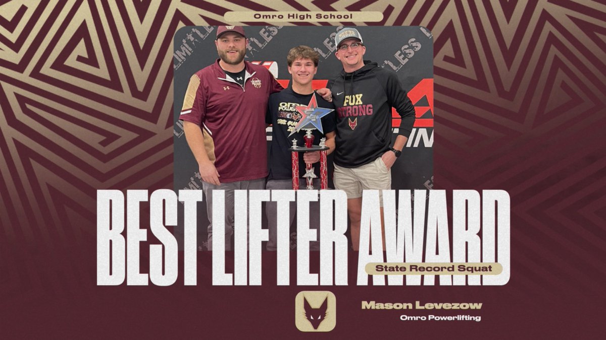 Mason sets the new state record for squat! His 512 lb. squat helped him earn the Best Lifter Award at the state meet. #FoxPride