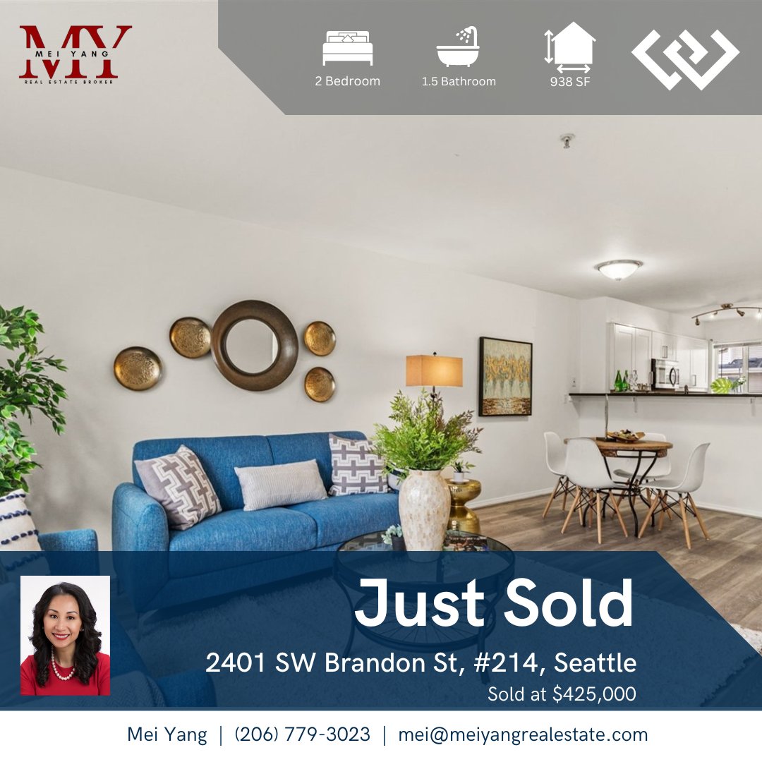 This beautiful two-story condo is sold and closed!  Congratulations to my seller for moving on to their next investment property, and to the happy buyers who are starting their new life in this home! #meiyangrealestate #westseattlerealestate #sold #seattlerealestate