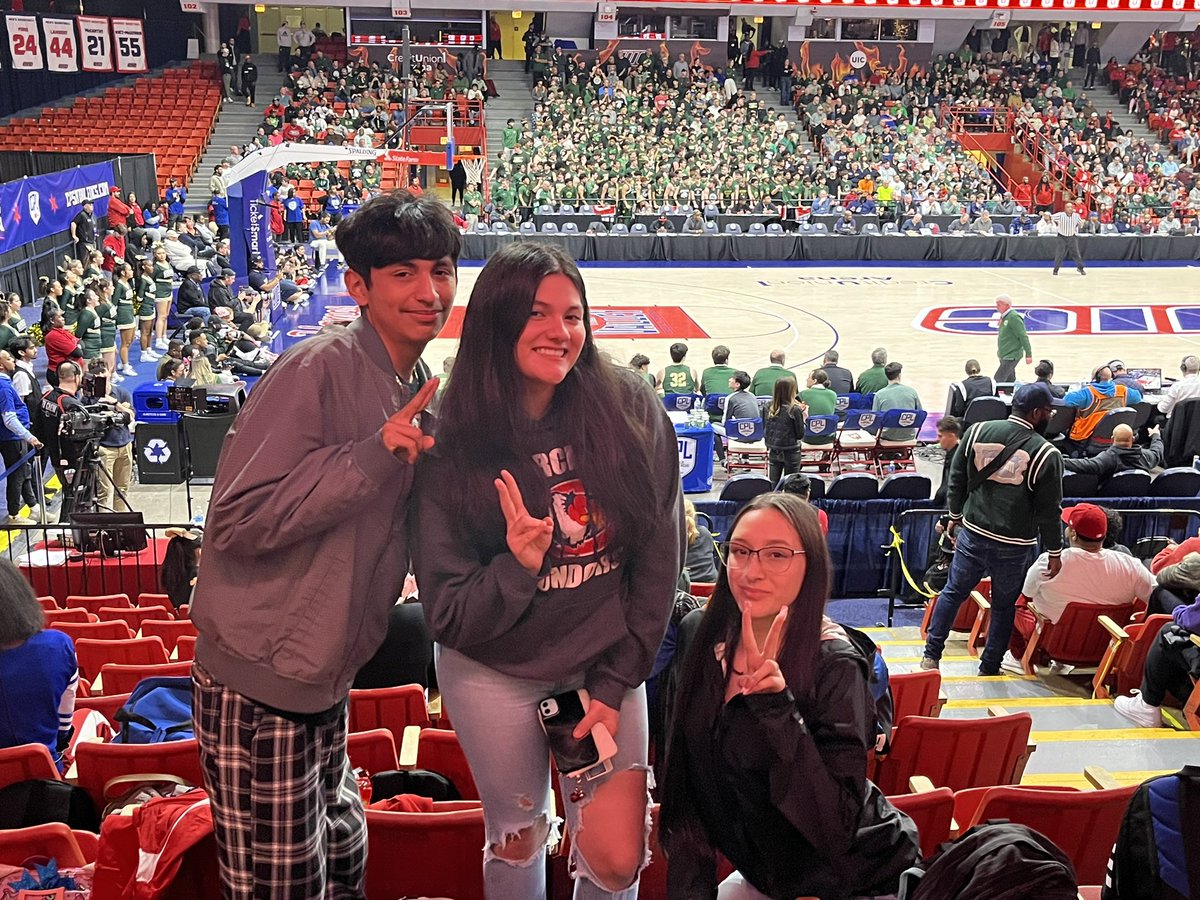 Devlyn, Cesia, Carmela and Condor Nation are here and ready to cheer on the @CurieHS basketball team tonight!! #CondorPride